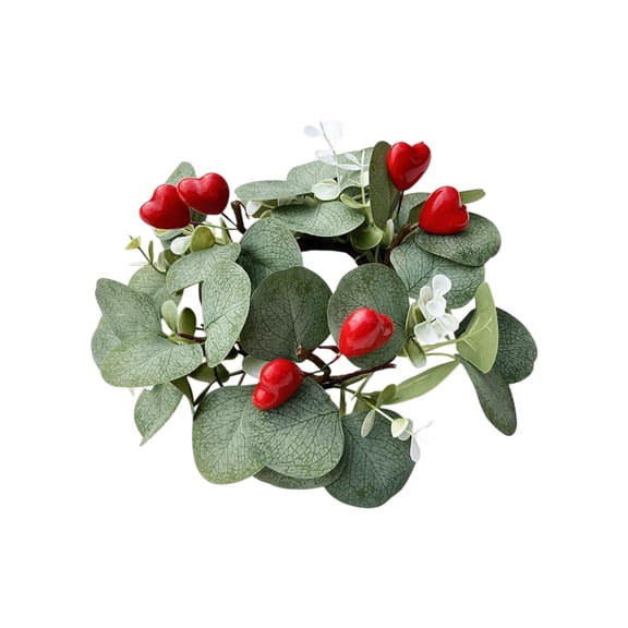 Bfogop 10" Mini Valentines Day Taper Candle Rings Wreaths Artificial Small Floral Table Centerpieces Wreath Romantic Taper Candle Holder for Galentine’s Farmhouse Home Candlesticks Decor