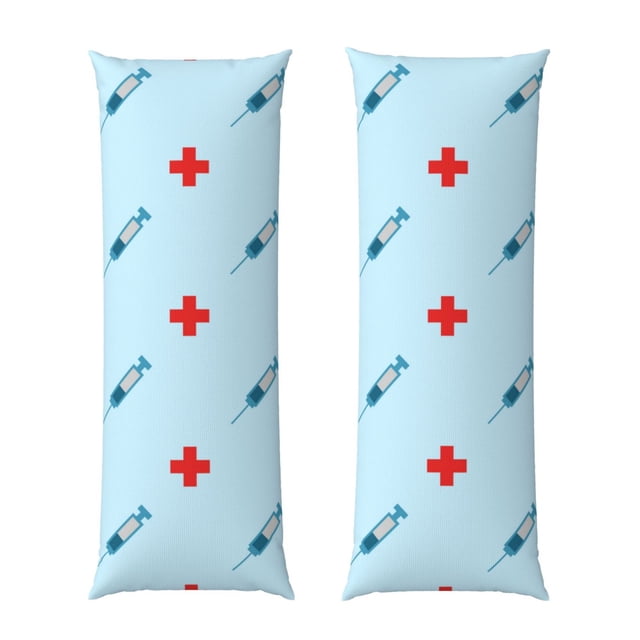 Fotbe Syringe And Red Cross Funda para Almohada Corporal con Diseño, Funda de Microfibra Ultrasuave de 20x54 Pulgadas, Ropa de Cama Elegante