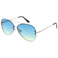 thumbnail image 2 of sunglassLA Unisex Oversize Rimless Aviator Sunglasses Double Crossbar Gradient Lens 61mm (Silver / Blue Yellow) - 61mm, 2 of 4
