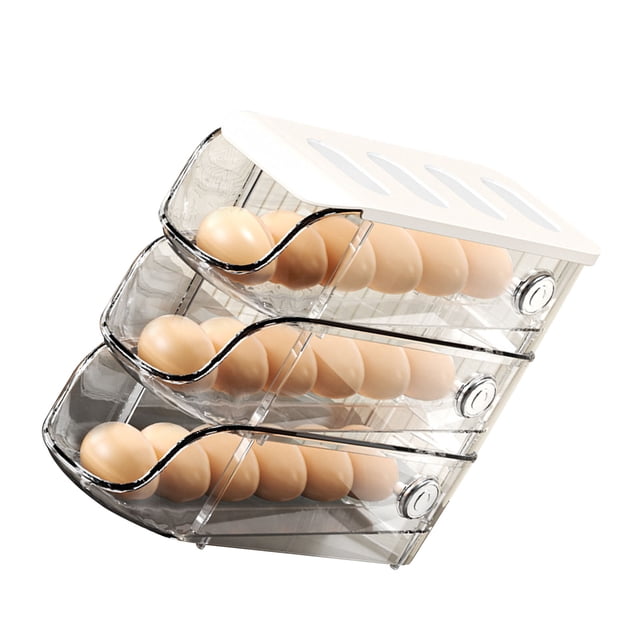 Porte-œufs Empilable, Boîte de Rangement pour Réfrigérateur, Porte-ufs Roulant Automatique avec Matériaux Scellés pour Armoires de Cuisine et Placards
