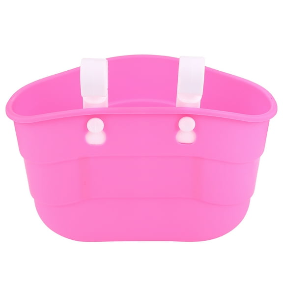 PENIKOKO 1 Pc Bike Basket Front Kids Girl Plastic Rectangular Basket for Scooter Pink