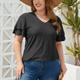 thumbnail image 7 of BXJX Plus Size Blouse for Women Casual Loose Ruffles Sleeve Solid Color V-Neck Summer Tunic Black T-Shirt Size 3XL, 7 of 7