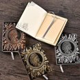 thumbnail image 3 of Nuevo, diario de cuero Vintage A6 adecuado, cuaderno diario en relieve, forrado, caja fuerte para pluma estilográfica, 100 hojas planas, 3 of 4