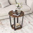 thumbnail image 3 of Patiojoy Round End Table 2-Tier Accent Side Table w/ Open Shelf Sofa Table w/ Metal Frame Industrial Nightstand Bedside Table, 3 of 9