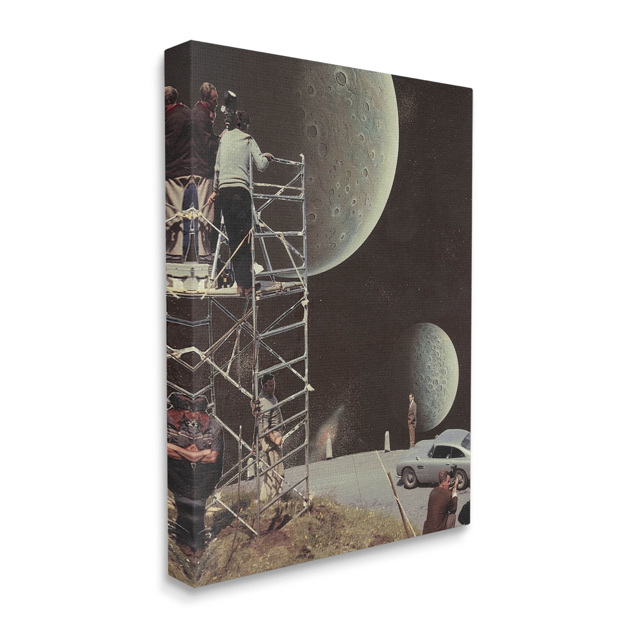 Stupell Industries Two Moons Vintage Film Set Galaxy Graphic Art Gallery Wrapped Canvas Print Wall Art, Design by Matheus Lopes Castro