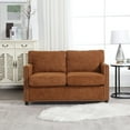 thumbnail image 2 of 52'' Upholstered Loveseat, Chenille Fabric 2-Seat Couch with Rivet Design, Side Storage Pockets, Modern 2-Seater Sofa with Detachable Cushion, Pillows for Living Room, Bedroom, Home Office, Brown, 2 of 9