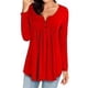 thumbnail image 2 of Camisa de mujer Botón plisado Blusa suelta Camiseta de manga larga Top, rojo vino, XXL Monstrate  AP000668-08, 2 of 7
