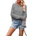 thumbnail image 3 of Women'S Sweater Fall Crew Neck Batwing Sleeve Pullover Sweaters Gray S, 3 of 7