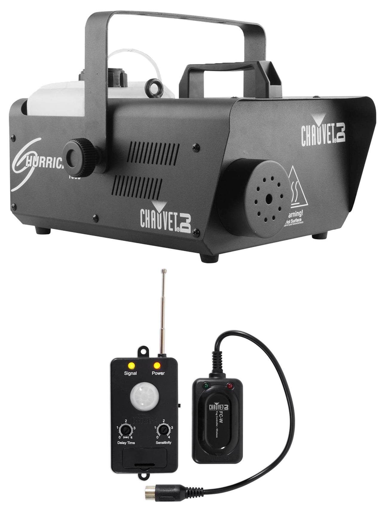 Chauvet DJ H1600 Hurricane 1600 DMX Fog Machine+Remote+Transmitter Motion Sensor