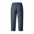 thumbnail image 4 of JJHGVB Capris Pants for Women Yoga Crop Trouser Lounge Trouser Crop Pants for Women Straight Wide Leg Linen Pants Women Capri Sweatpants Cotton Linen Casual Resort Wear for Women 2026 Dark Blue XL, 4 of 4
