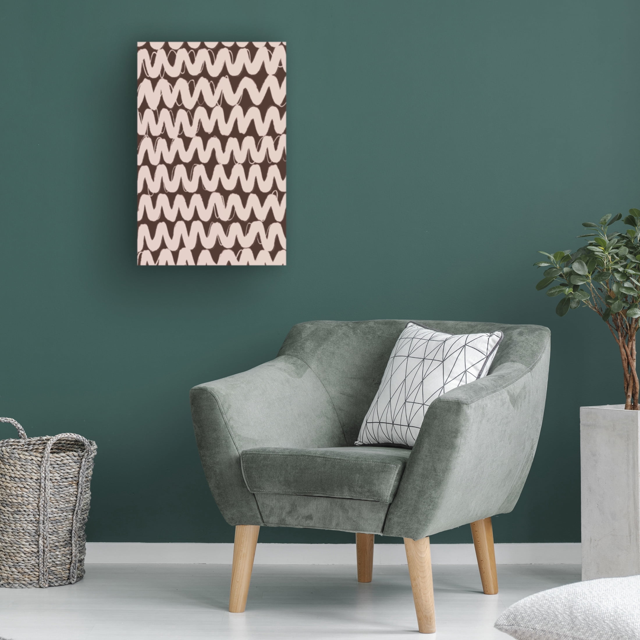Canvas Wall Art - Treechild 'Big Beige ZigZag Pattern' Wall Art for Living Room, Bedroom, or Office D?cor by Trademark Fine Art - 12 x 19 Inches
