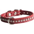 thumbnail image 1 of OmniPet Signature Leather Crystal and Dog Collar, Faux Crocodile Print, 12", Red, 1 of 1