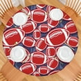 thumbnail image 2 of Red Footballs on Blue Pattern Round Fitted Tablecloth with Elastic Edge,Dining Table Cover Waterproof,Outdoor Round Tablecloth for Camping,Dining,Indoor and Outdoor, 2 of 7