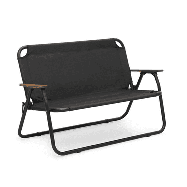Heywoo Folding Double Seat Camping Chair Outdoor Beach Lawn Picnic Hiking Travel Portable Foldable Collapsible 2-Person Camp Loveseat Chair for Adults,Black