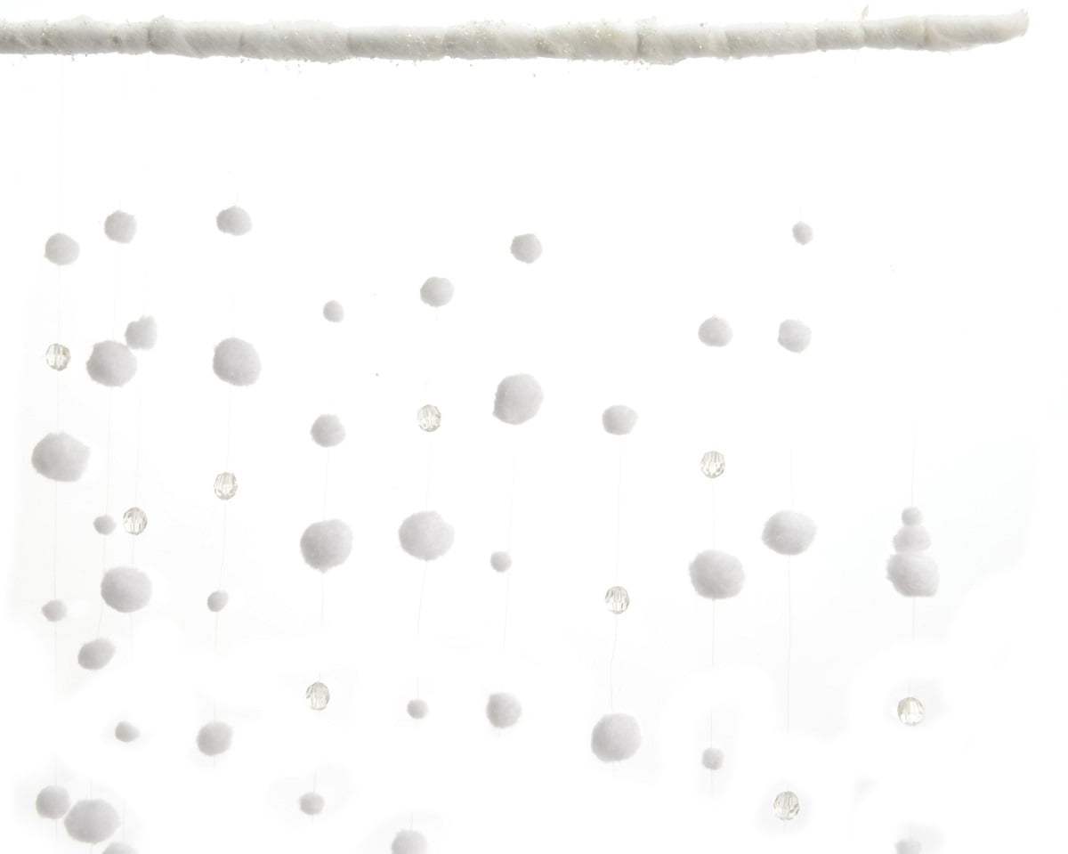 62" Winter Light Hanging Snowball Curtain with Beads Christmas