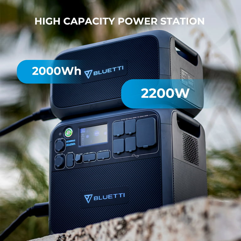Bluetti Portable Power Station AC200MAX,With 380W Solar Panel, 2048Wh Solar  Generator, 2200W AC Output for Home Backup, Road Trip, Off Grid