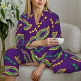 thumbnail image 4 of Wukai Carnival Masks and Beads Print Women's Pajama Set - Soft Long Sleeve Sleepwear for Comfort and Style-, 4 of 9