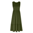 thumbnail image 3 of Prolriy Robes Printemps Été pour Femmes 2025 Robes d'Été Décontractées Sans Manches Col Rond Robe Évasée Décontractée Maxi Robe de Plage avec Poches Robes d'Été pour Femmes, Robes pour Femmes Vert Armée L, 3 of 4