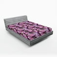 thumbnail image 2 of Ambesonne Watercolor Floral Fitted Sheet, Spring Rose Bloom, King Size, Lilac Fern Green Purple, 2 of 5