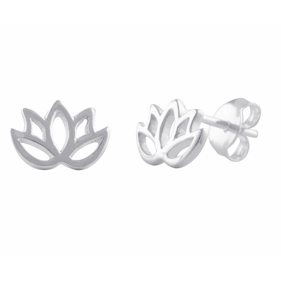 Aretes de Flor de Loto para Mujer en Plata Esterlina