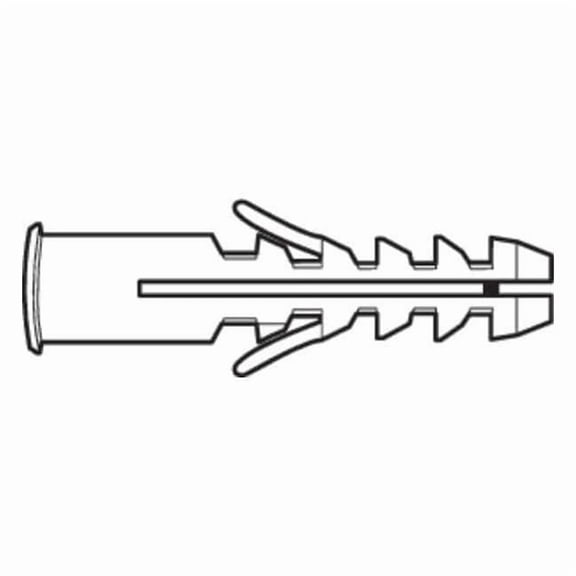 Wall Anchor, 1-3/16" L, Plastic, Not Rated Tension Strength, 100 PK