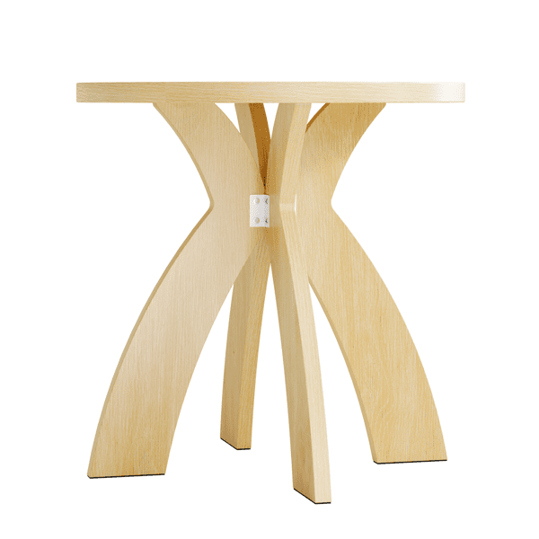 Round Side Table, 23.6 Inch Circular End Table with Curved Cross Legs, Melamine Laminated MDF Accent Table for Living Room, Bedroom, Balcony, Natural Wood Tone