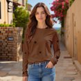 thumbnail image 4 of HLKJKLS Winter Clothing For Women Crew Neck Long Sleeve Basic Printed Tee Comfy Loose Imitation Cotton Versatile Casual Wear Yellow S-4Xl, 4 of 9
