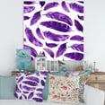 thumbnail image 2 of Designart ' Ethnic VIolet Feathers On White ' Bohemian & Eclectic Canvas Wall Art Print, 2 of 4