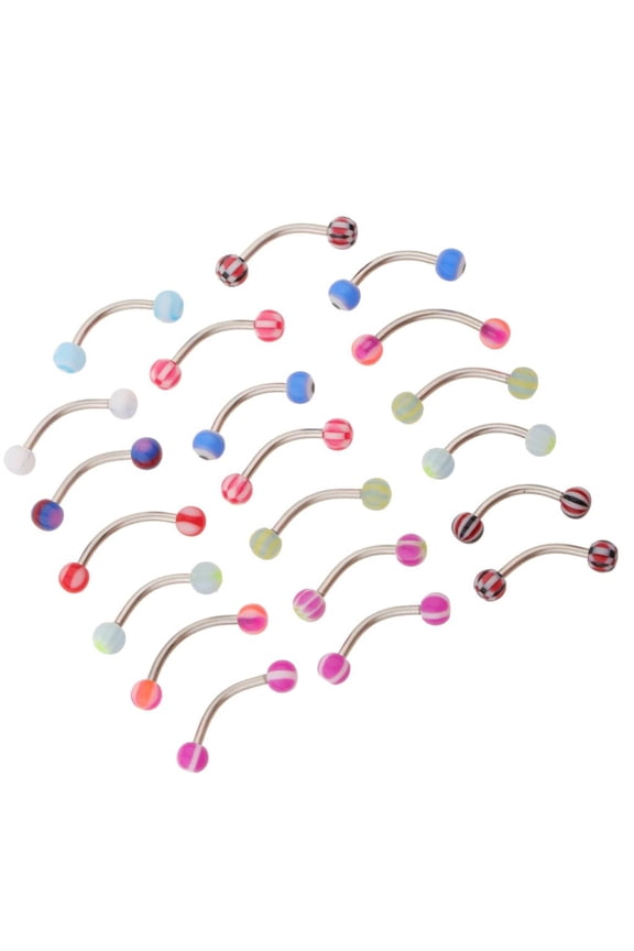 20pcs Acrylic Cone Shape Curved Barbell Lip Stud Eyebrow 18G