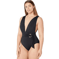 thumbnail image 2 of Michael Kors BLACK Essentials Belted Plunge One-Piece Swimsuit, US 4 NWOT, 2 of 4
