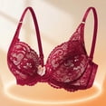 thumbnail image 5 of Iugvhana Women's Lace Bras Push-Up No Underwire Bra Wireless Adjustable Strap Lifting Up Bras Full Coverage Breathable Everyday Bra Wine XXL, 5 of 9
