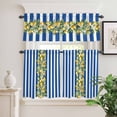 thumbnail image 2 of 3 Piece Kitchen Curtains and Valances Set Blue Stripes Lemon Cafe Curtains 36 Inch Length Spring Fruit Flowers Leaves Line Valance & Tier Curtain for Living Room Bedroom Window 54"x18"+27"x36"*2, 2 of 6