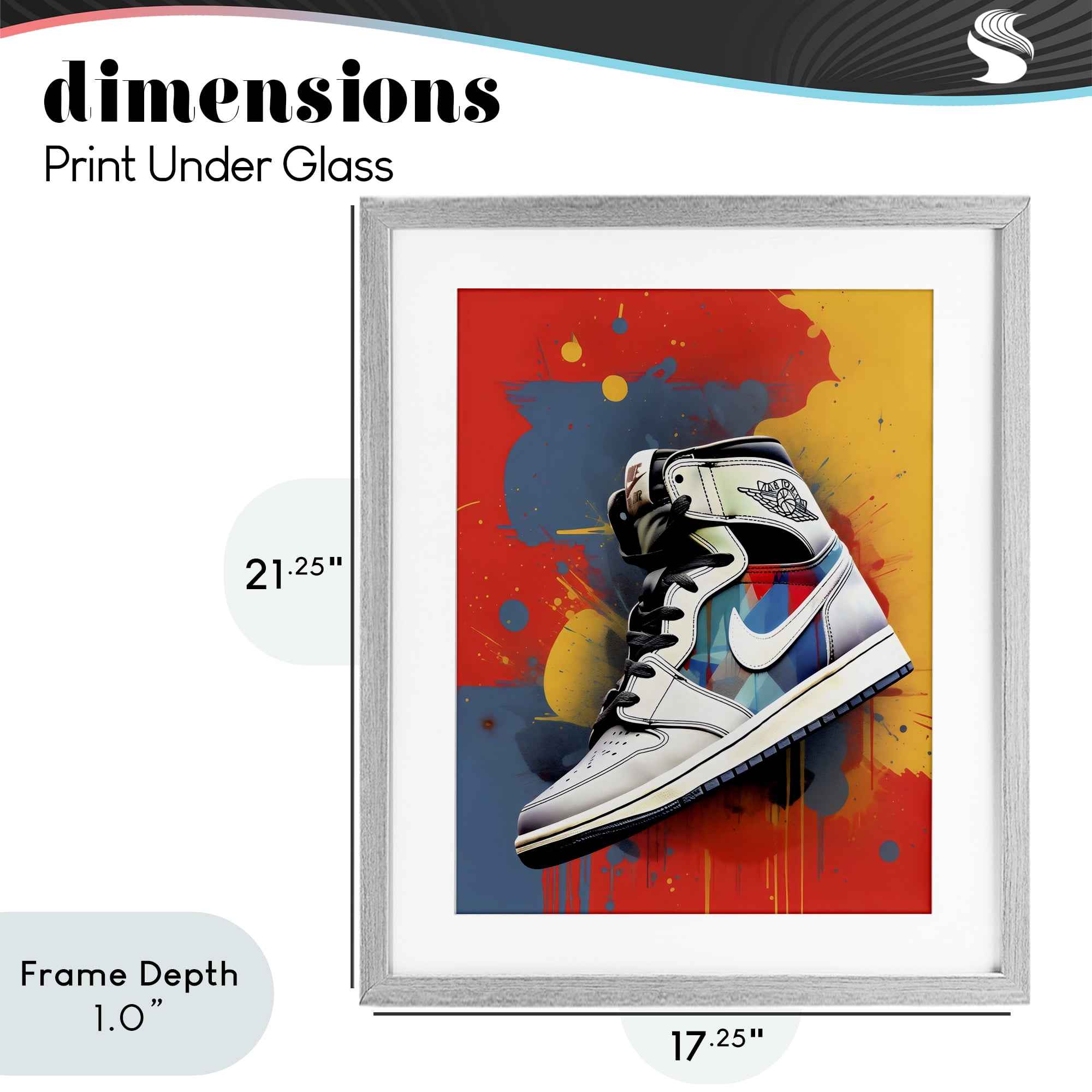 Stupell Industries Shoe With Colorblock Background Gray Framed Print Under Glass, design by Creative Studio