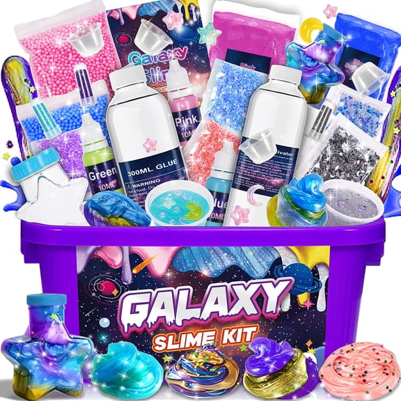 ATOPDREAM Slime Making Kit for Girls, DIY Slime Kits 5 6 7 8 9 10 Years Old Boys Girls Gifts, Galaxy Slime Kit Kids Toys for Ages 6-8-12, Birthday Gifts for Girls Boys Ages 6-12