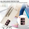 thumbnail image 5 of Nalacover RFID Blocking Wallet Case for Samsung Galaxy S22 Ultra, Shockproof PU Leather Magnetic Button Zipper Purse Card Slots & Kickstand Crossbody Phone Case with Shoulder & Wrist Strap,White, 5 of 12