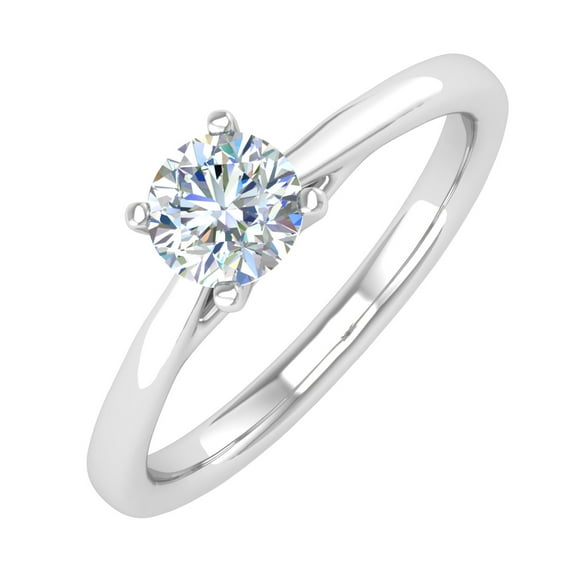 0.38 Carat Prong Set Solitaire Diamond Engagement Ring Band in 14K White Gold (Ring Size 7)