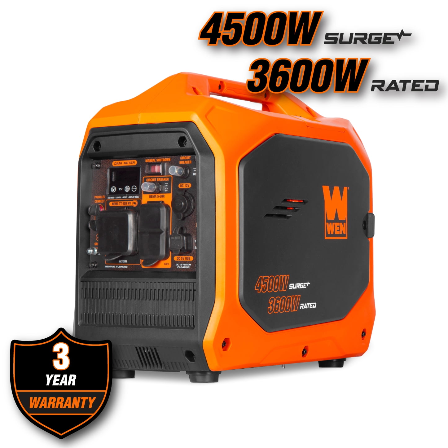WEN 4500-Watt Inverter Generator, RV-Ready, Quiet, Portable, and Lightweight with Fuel Shut Off (56432i)
