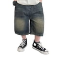 thumbnail image 2 of Boys Pants Boys Vintage Denim Shorts Summer Casual Pocket Loose Fit Five Point Blue 4-5 Years, 2 of 5