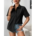 thumbnail image 5 of Zeagoo Shirts for Women Trendy Rolled Cuffed Short Sleeve Button Up Blouse Business Casual Tops, 5 of 6