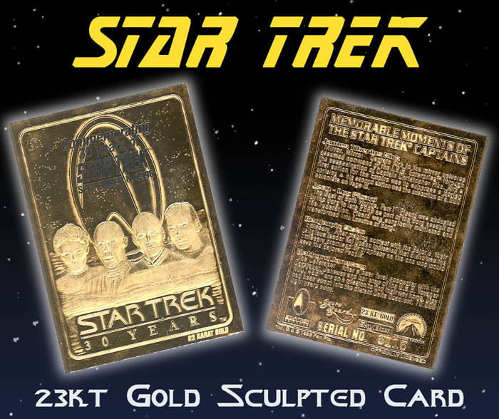 Boxed Original Star Trek Classic Crew 23 Karat Gold Plated Card FREE S&H 