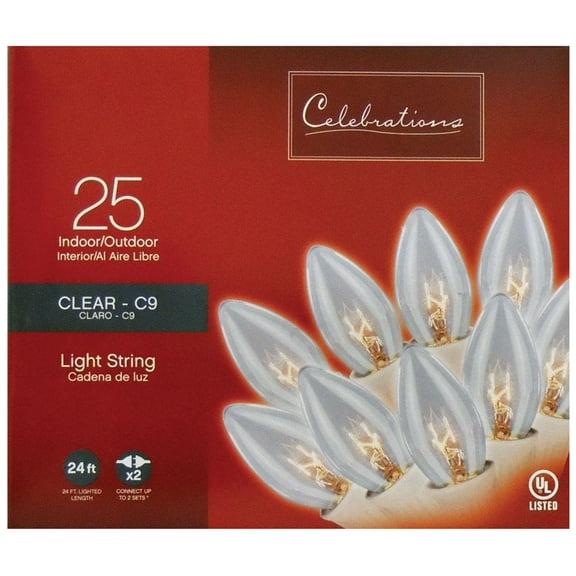 Celebrations Incandescent C9 Clear 25 ct String Christmas Lights 24 ft.