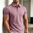 thumbnail image 4 of Men Geometric Embossed Polo Shirt, Cooling Breathable Short Sleeve Lapel Collar 3 Button Business Casual Summer Top Size 3XL Pink, 4 of 7