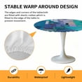 thumbnail image 2 of Elastic Fitted Round Tablecloth, Abstract Blue Waterproof Stretch Table Cover for 45"-54" Tables, Painting Buildings Geometric Color Block Washable Outdoor Tablecloths for Patio, Picnic, Camping, 2 of 9