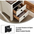 thumbnail image 6 of OKD Farmhouse Nightstand with Charging Station for Bedroom, 2-Drawer Rustic End Tables for Living Room, off White, 6 of 9