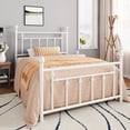 thumbnail image 3 of Amolife Twin Bed Frame, Metal Platform Bed with Vintage Headboard & No Box Spring Needed, White, 3 of 8