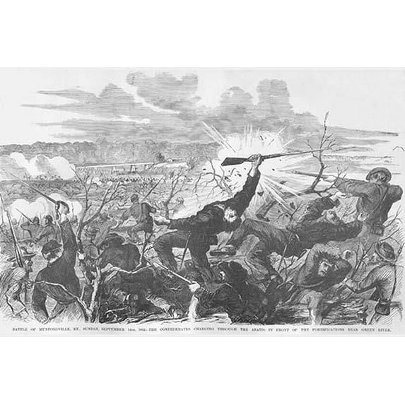 Battle of Munfordville, Kentucky bear the Green River-Fine Art Canvas Print (20" x 30")