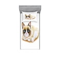 thumbnail image 2 of Ambesonne Animal Fitted Sheet & Pillow Sham Set, Grumpy Angry Cat Love, Queen, Brown and Beige, 2 of 3