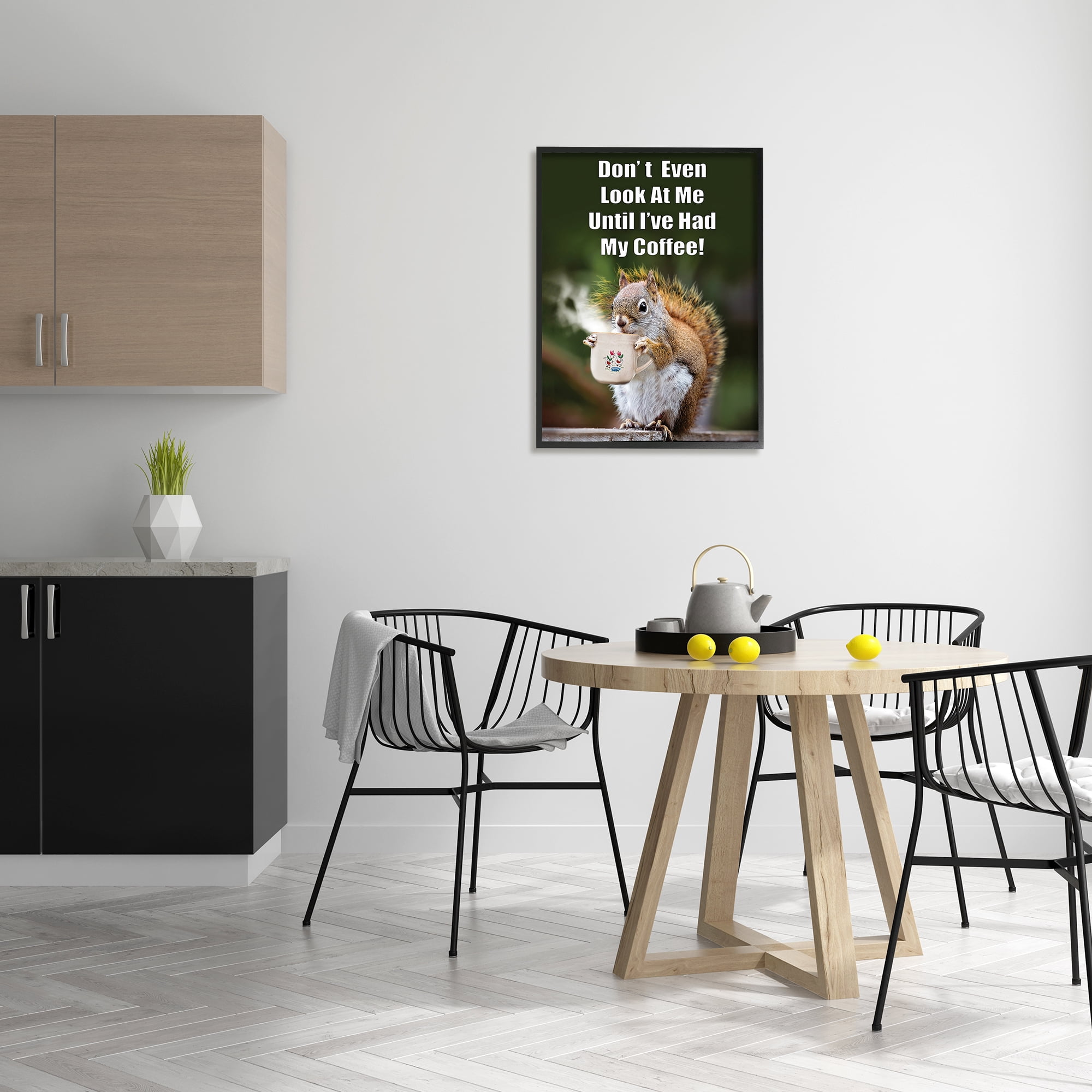 Stupell Industries Funny Squirrel Coffee Phrase Animals & Insects Painting Black Framed Art Print Wall Art, 24 x 30