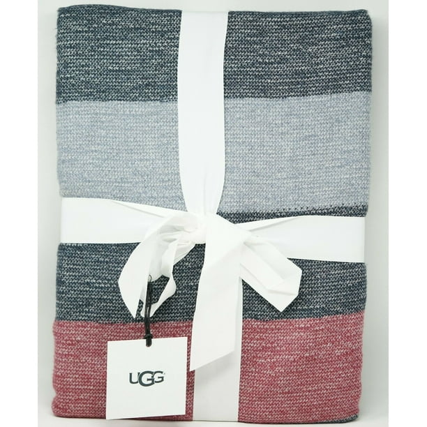 Ugg Oceanside 100 Cotton Blanket QUEEN Navy Multicolor