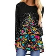 thumbnail image 2 of Craaazy Womens Christmas Shirts Funny Xmas Santa Cute Christmas Tree With Lights Printing Tops Gifts For Women, 2 of 5